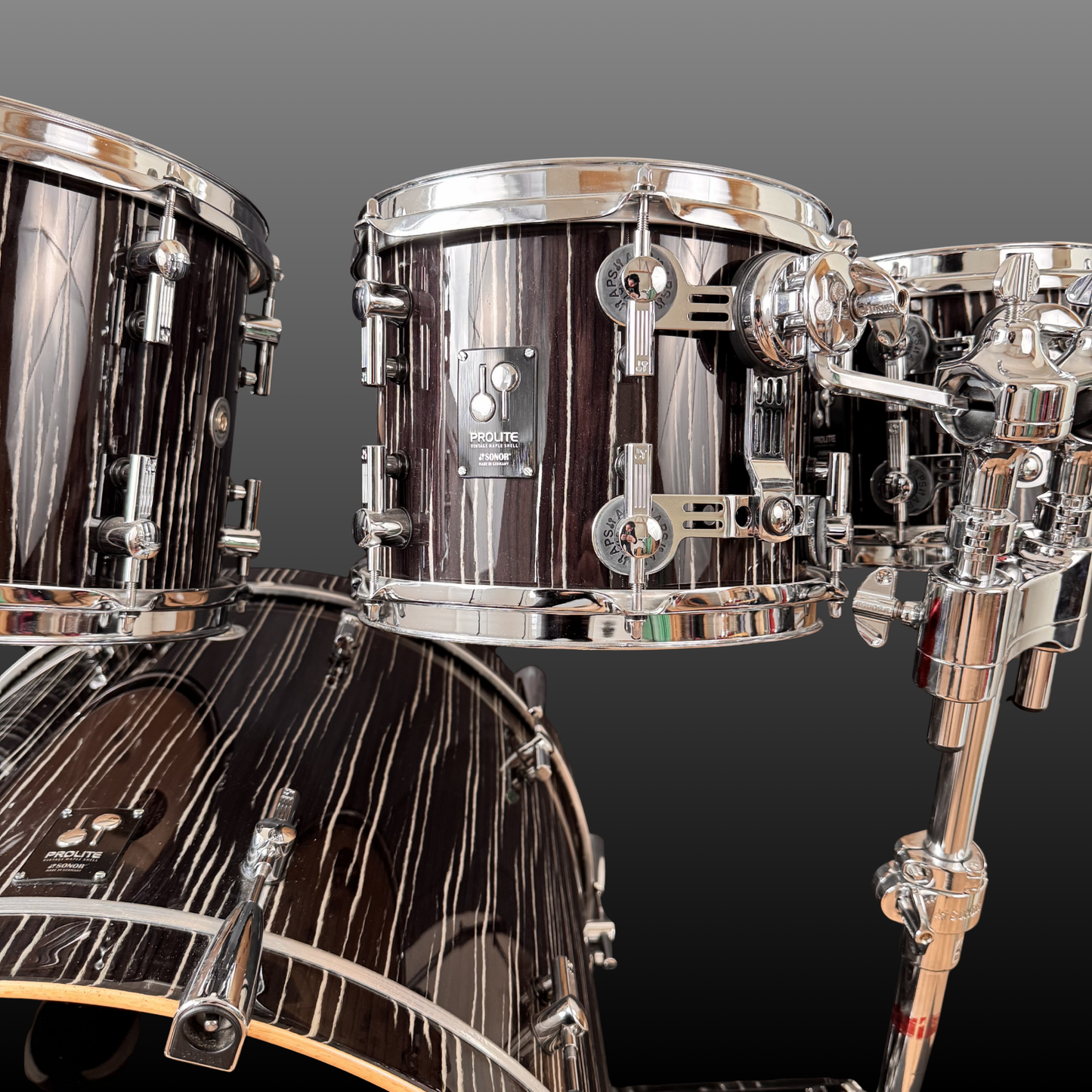 Sonor ProLite Ebony White Stripes Drumset