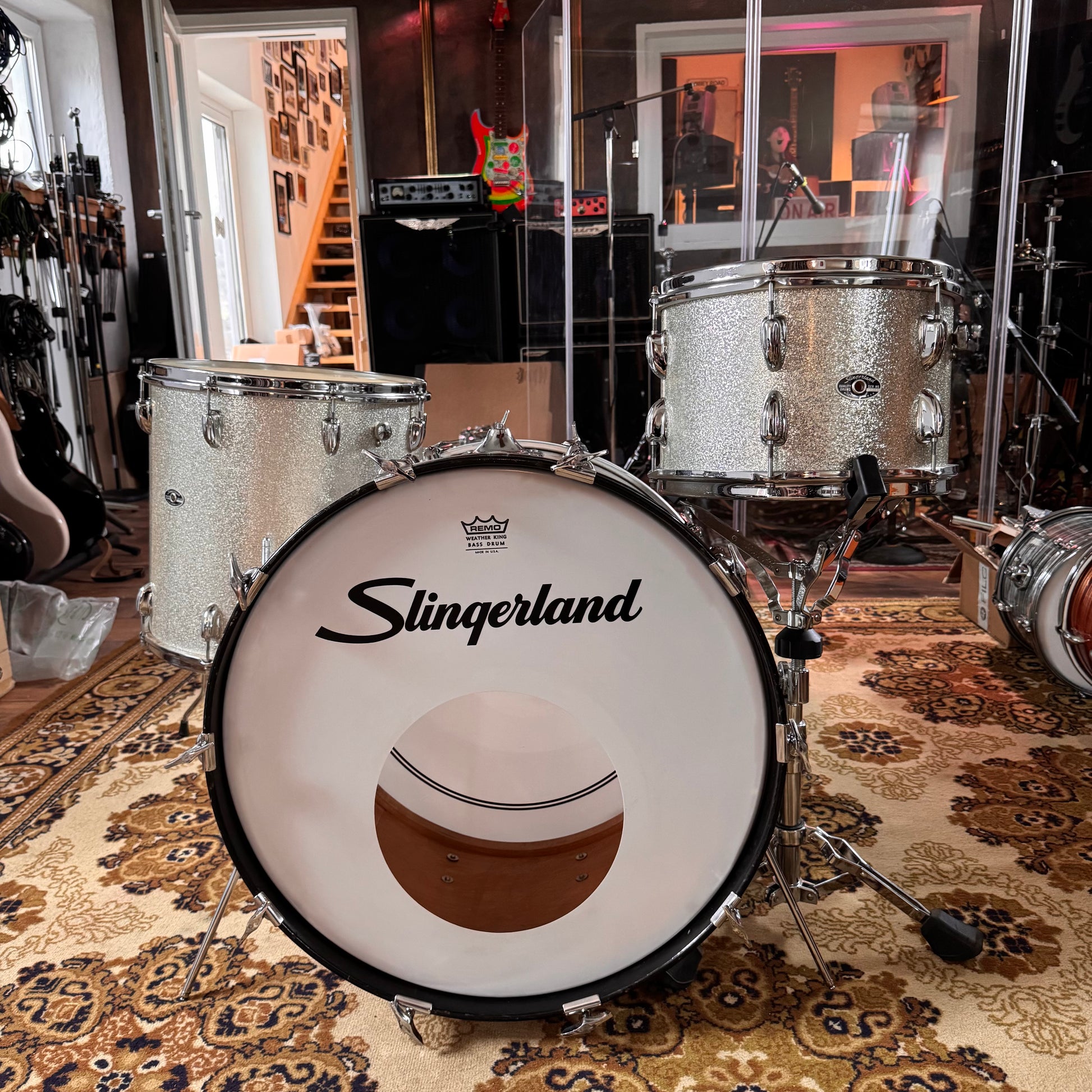 Slingerland Drumset Sparkling Silver Pearl 60`s Slingerland Drumset Roadhouse Vintage Vibes