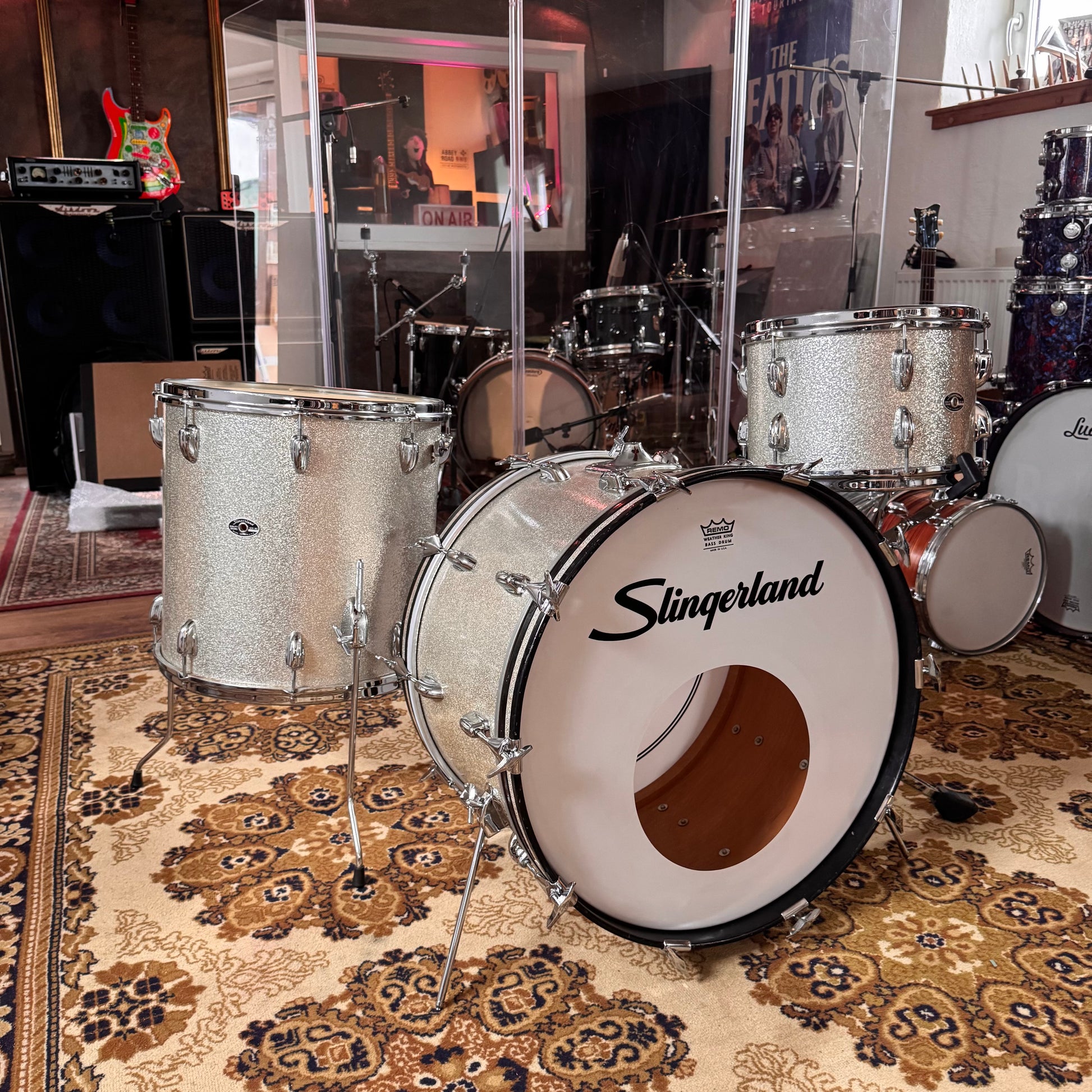 Slingerland Drumset Sparkling Silver Pearl 60`s Slingerland Drumset Roadhouse Vintage Vibes
