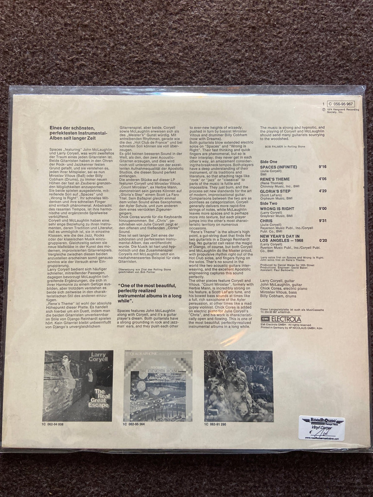 Spaces (Larry Coryell Album) 1974 Larry Coryell Vinyl Roadhouse Vintage Vibes