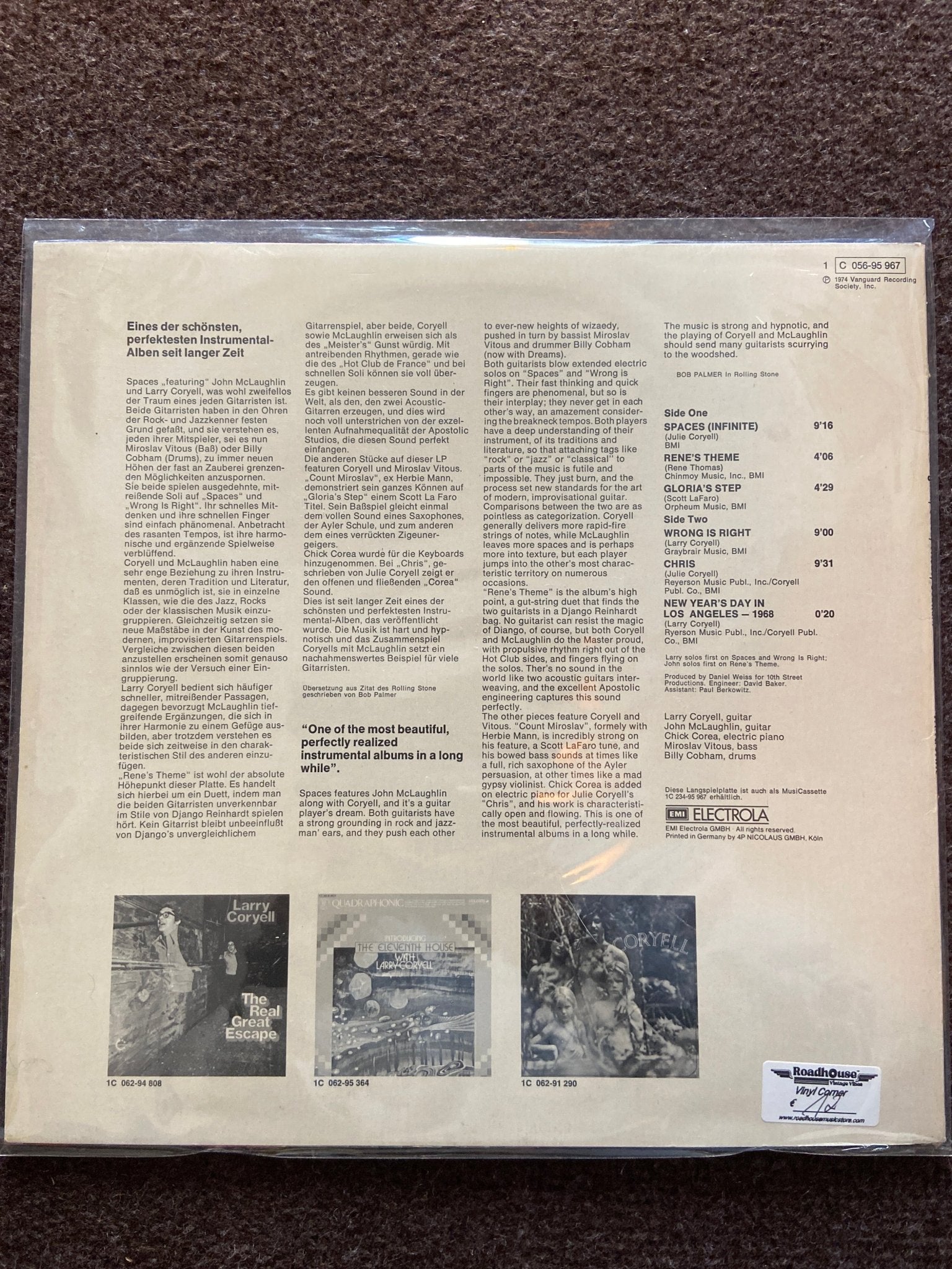 Spaces (Larry Coryell Album) 1974 Larry Coryell Vinyl Roadhouse Vintage Vibes