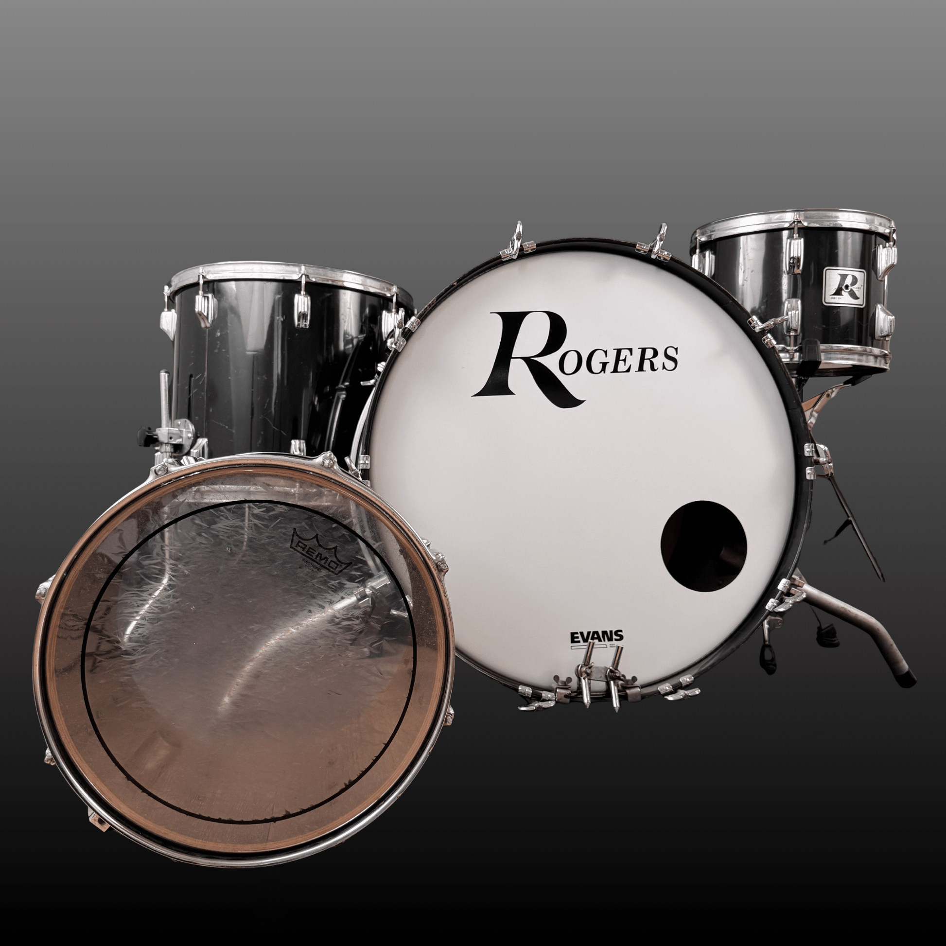 Rogers Big R Drum Kit Piano Black Rogers Drumset Roadhouse Vintage Vibes