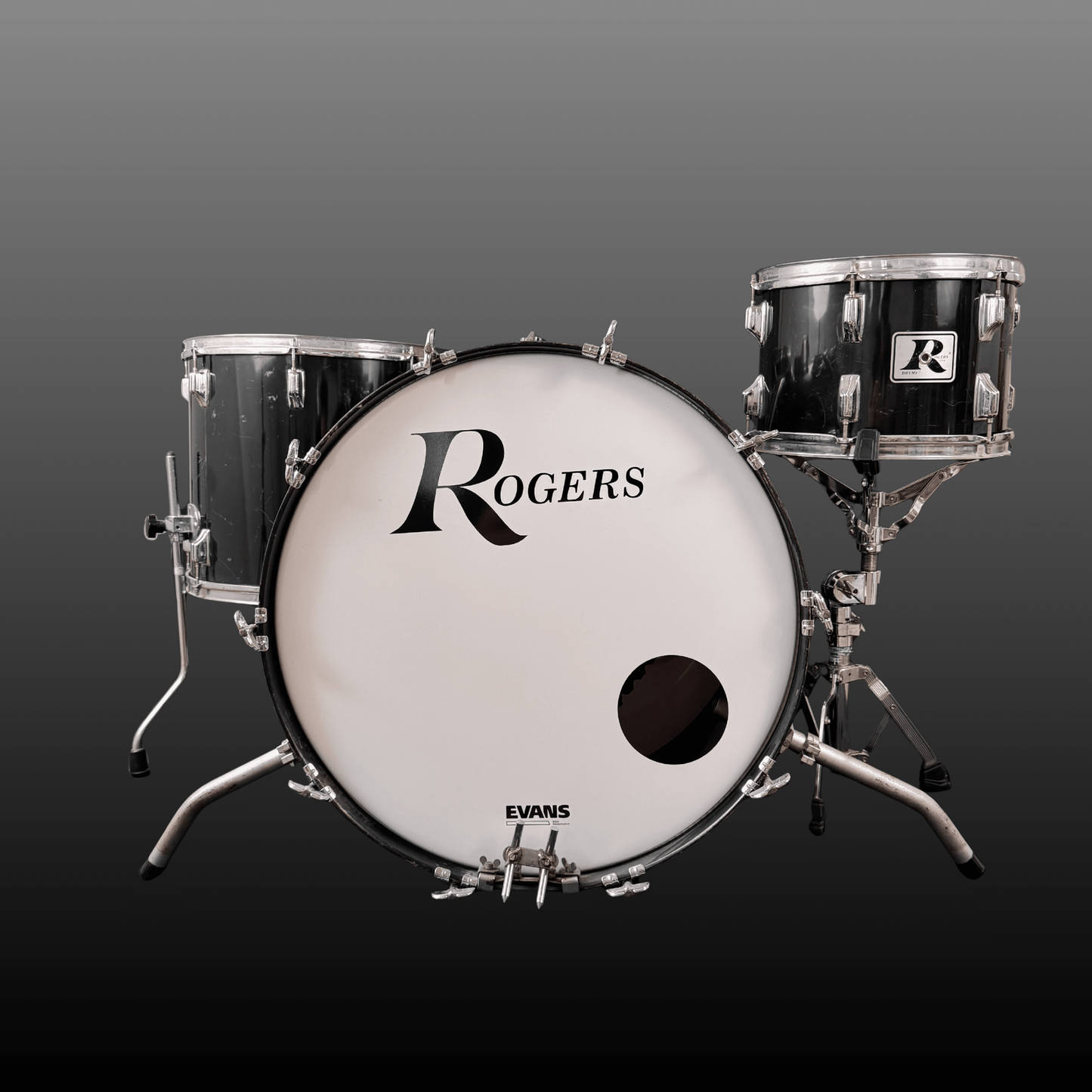 Rogers Big R Drum Kit Piano Black Rogers Drumset Roadhouse Vintage Vibes