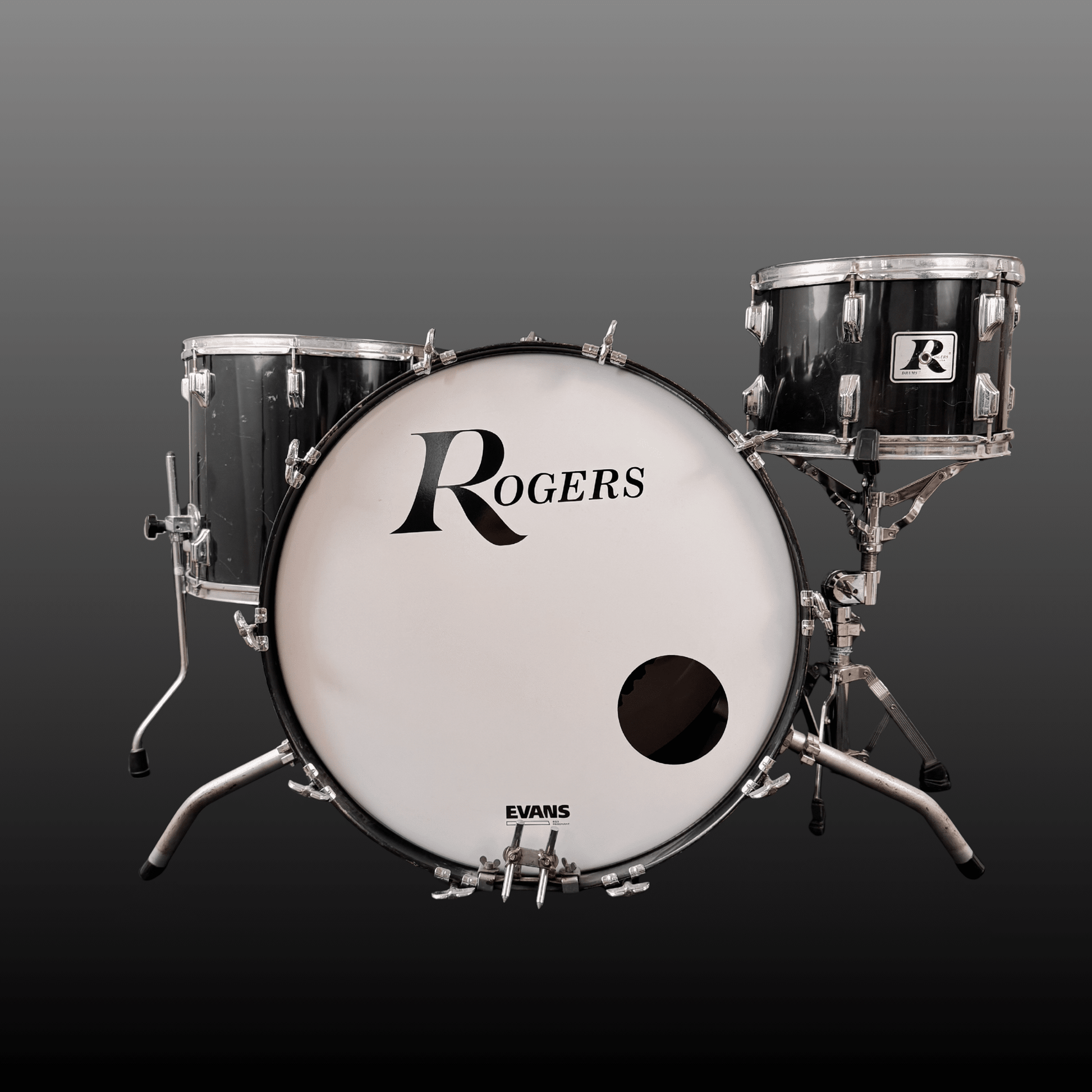 Rogers Big R Drum Kit Piano Black Rogers Drumset Roadhouse Vintage Vibes