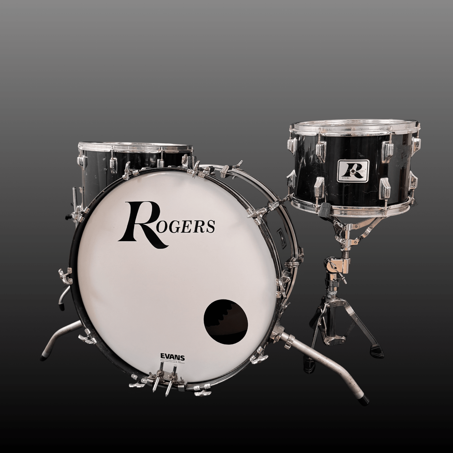 Rogers Big R Drum Kit Piano Black Rogers Drumset Roadhouse Vintage Vibes