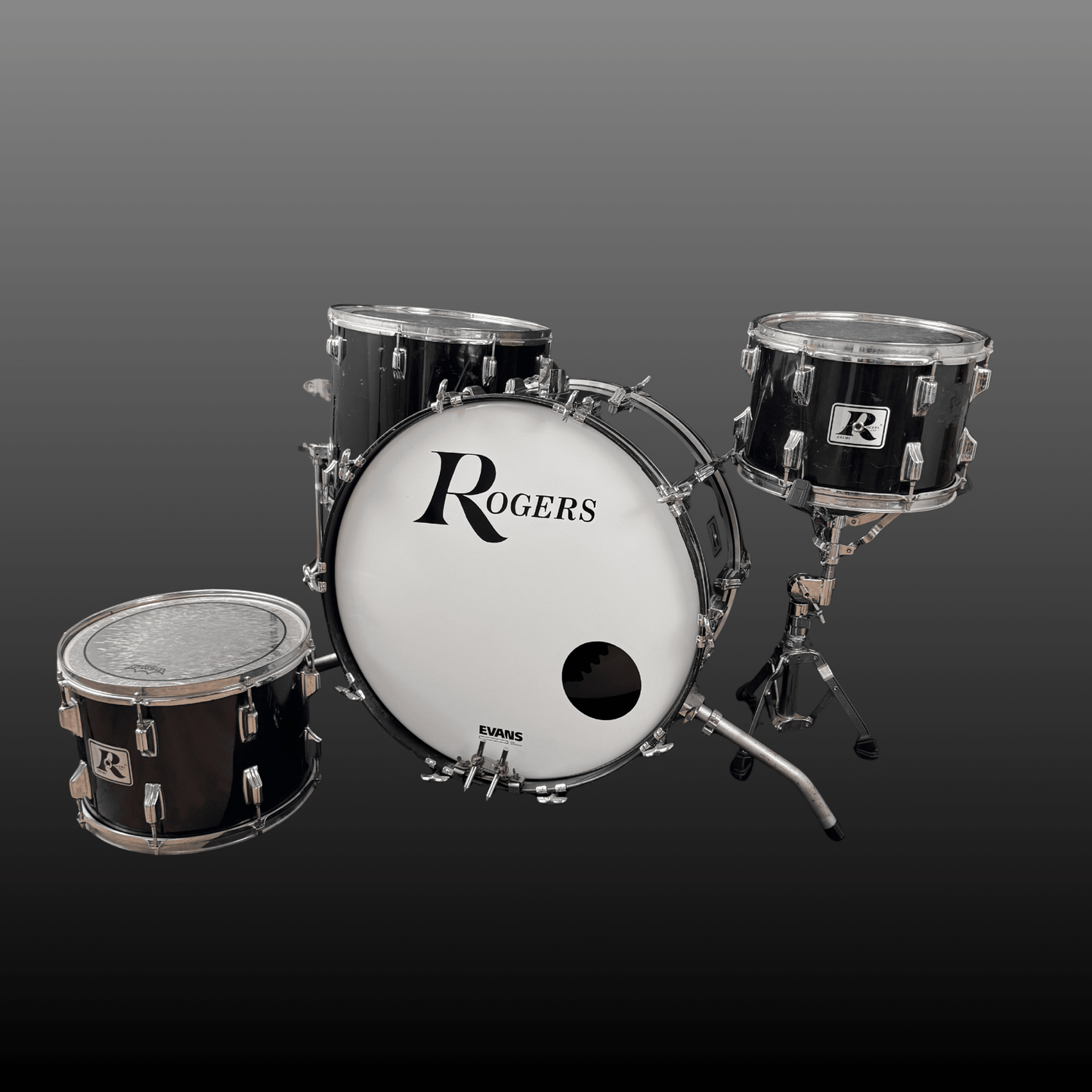 Rogers Big R Drum Kit Piano Black Rogers Drumset Roadhouse Vintage Vibes
