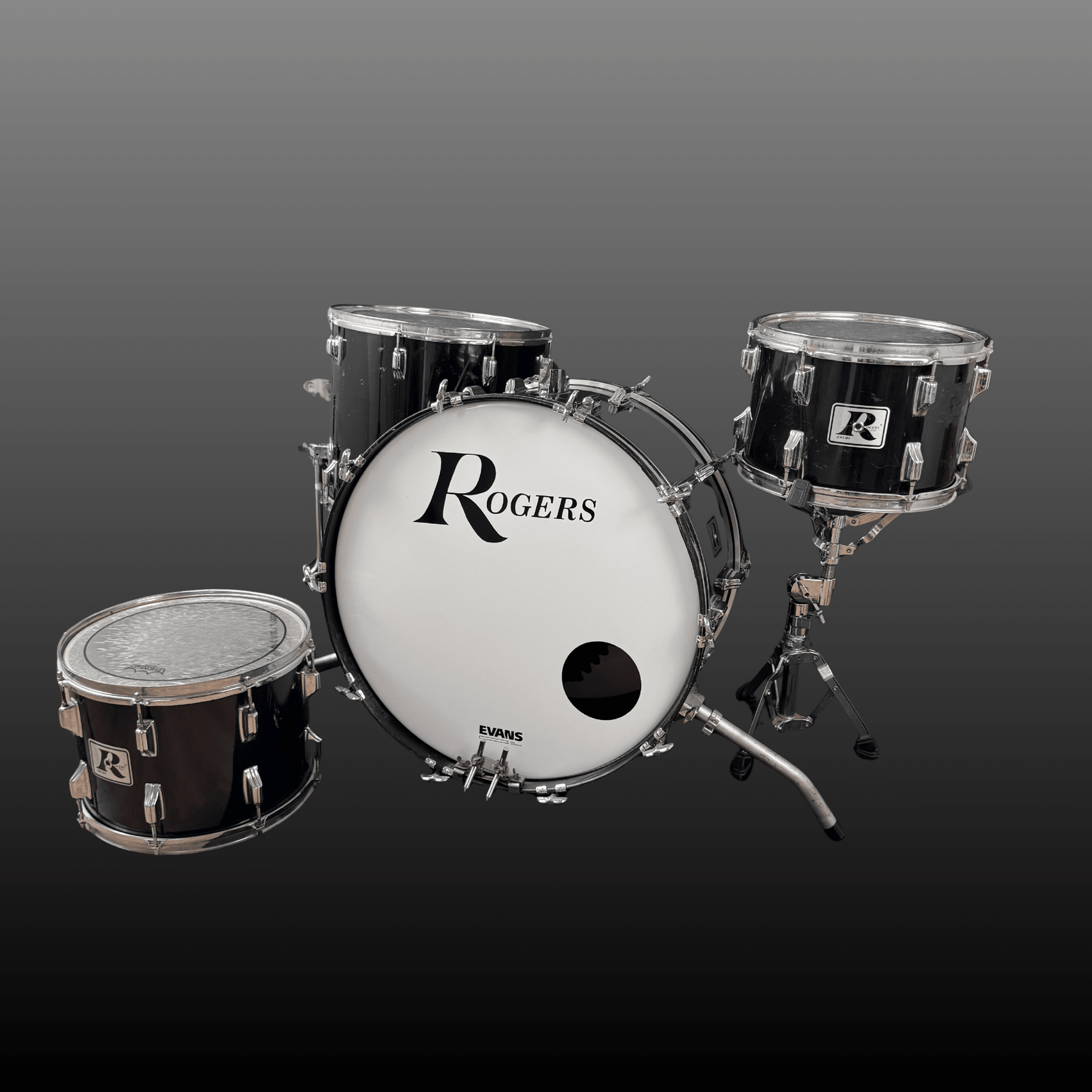 Rogers Big R Drum Kit Piano Black Rogers Drumset Roadhouse Vintage Vibes