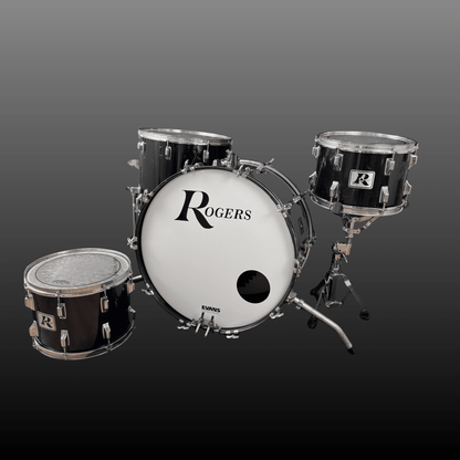 Rogers Big R Drum Kit Piano Black Rogers Drumset Roadhouse Vintage Vibes