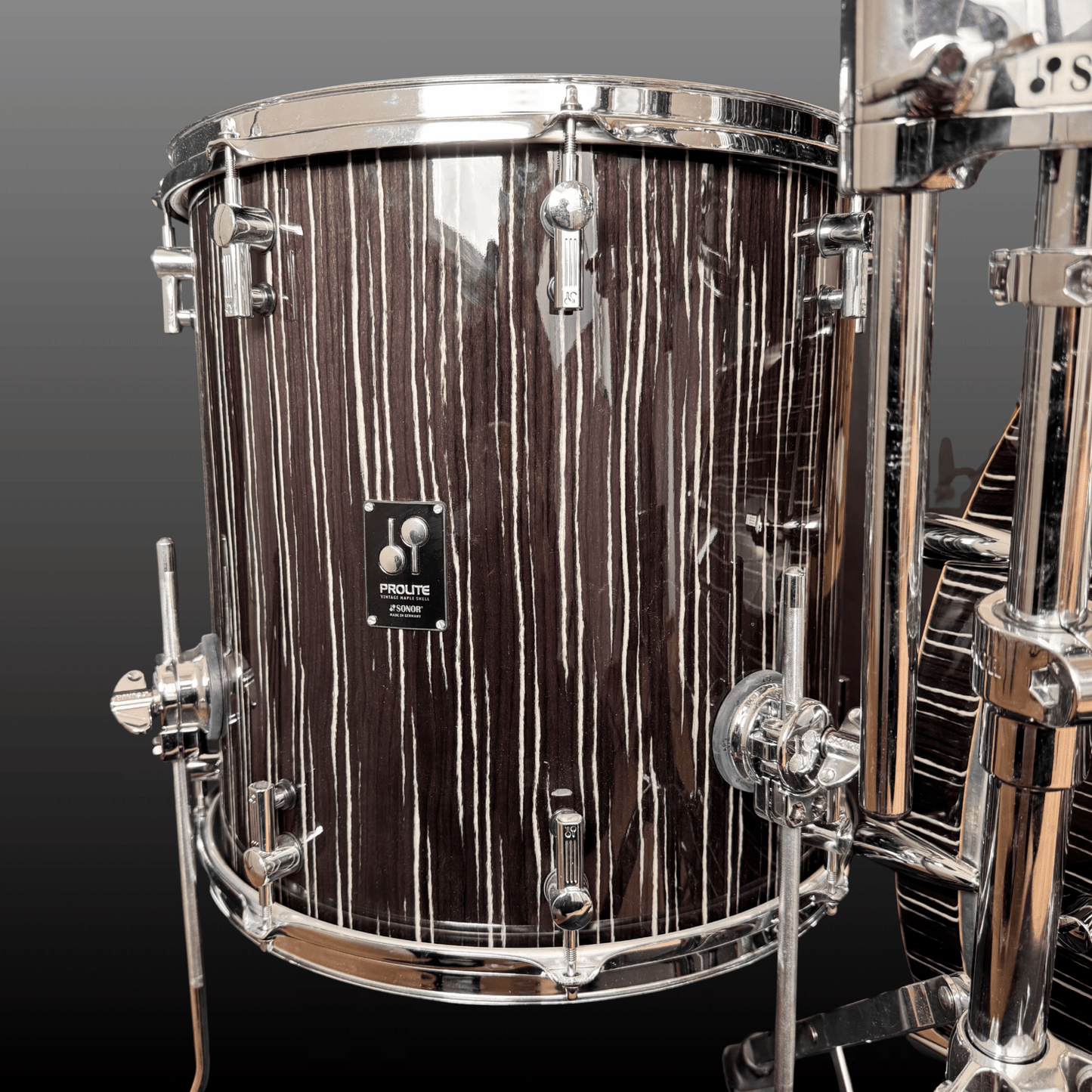 Sonor ProLite Ebony White Stripes Drum Set Sonor Drumset Roadhouse Vintage Vibes